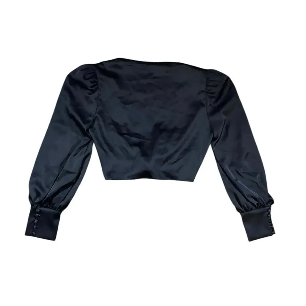 WAYF Alcott Satin Silk Knot Crop Top NWT - XS